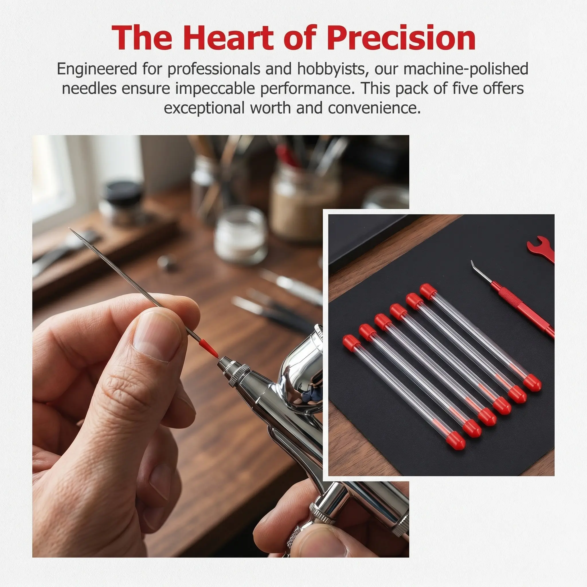 5Pcs 0.3mm Airbrush Needle Set Stainless Steel Precision Engineered for Fine Line Spray Patterns Professionals Hobbyists