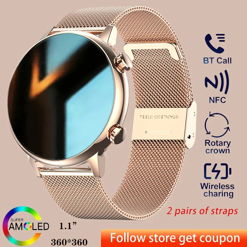 New Original NFC Women's Smartwatch - Bluetooth Call, Custom Watch Face, Waterproof for Sports (Compatible with Android & IOS)