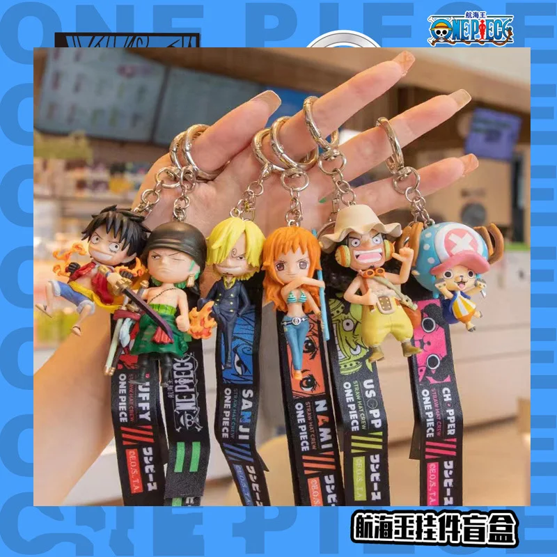 One Piece PVC Keychain Luffy Zoro Nami Sanji Chopper Action Figure Anime Model Pendant Portable Key Lanyard Children Toys Gift