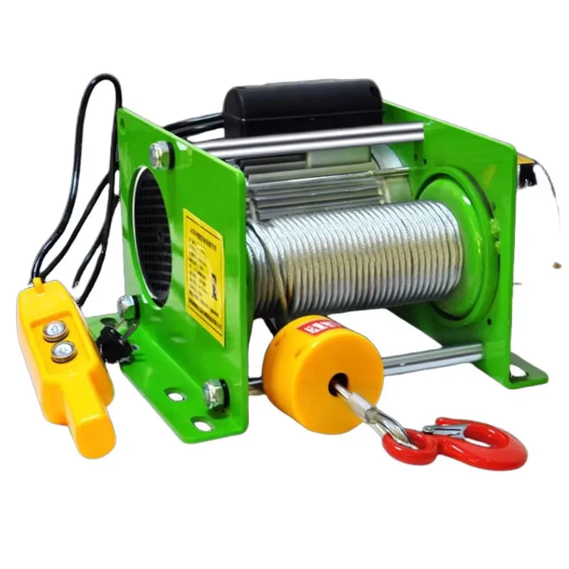 200-400KG Electric Winch Wireless Remote Control Household Crane Electric Hoist 30M Steel Wire Rope Windlass Winding Engine