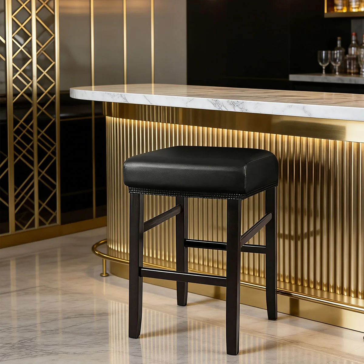 

PU Leather Bar Stool Covers Rectangular 100% Waterproof Oilproof Stool Covers Thicker Leather Saddle Stools Slipcover