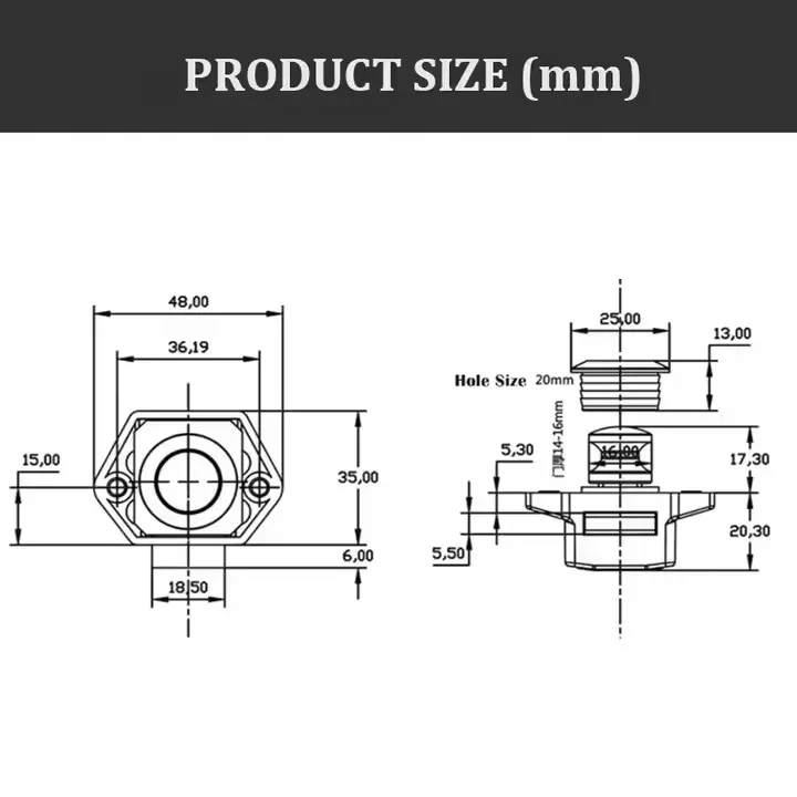 RV Furniture Cabinet ABS Diameter 20mm Camper Car Push Lock Cabinet Drawer Latch Button Locks for Furniture Hardware