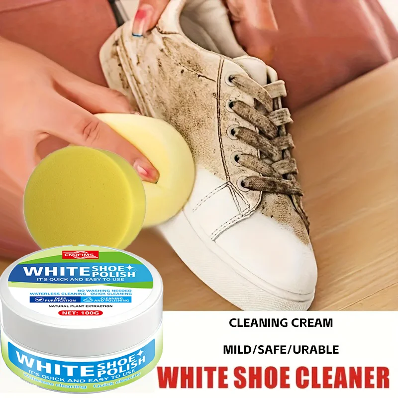 All-in-one white shoe cleaning cream - removes dirt while nourishing the shoe surface and restoring a clean white finish - recom