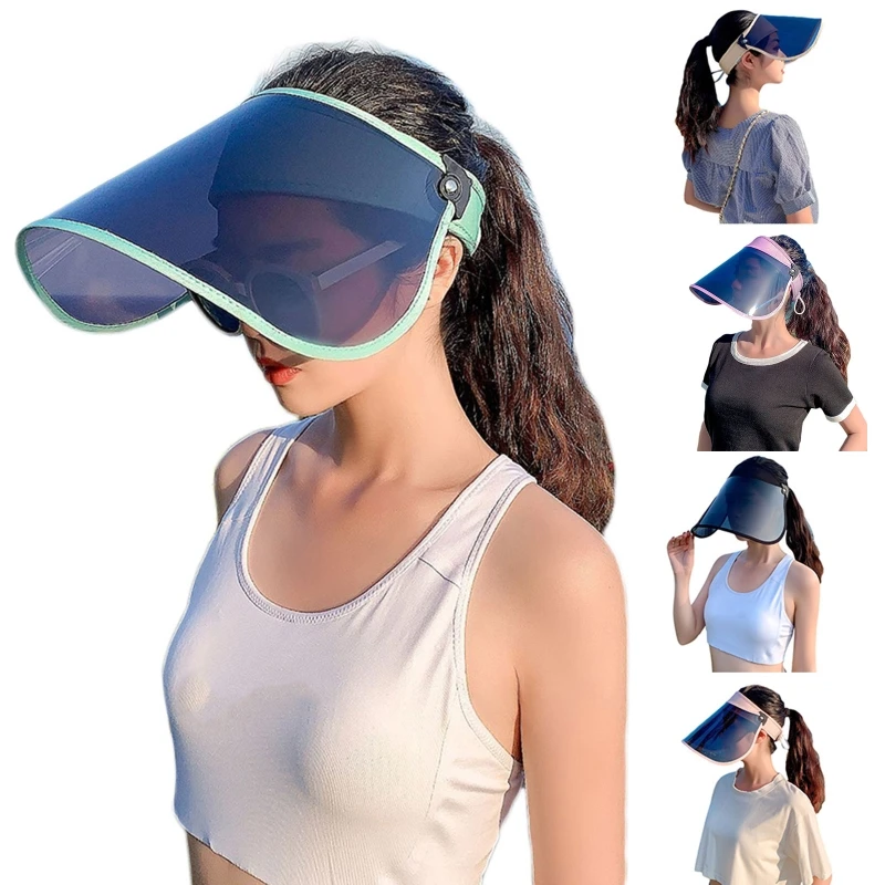 

Women Summer Outdoor Transparent for Sun Visor Hat Windproof UV for Protection Cover Empty Top Adjustable Foldable Beach