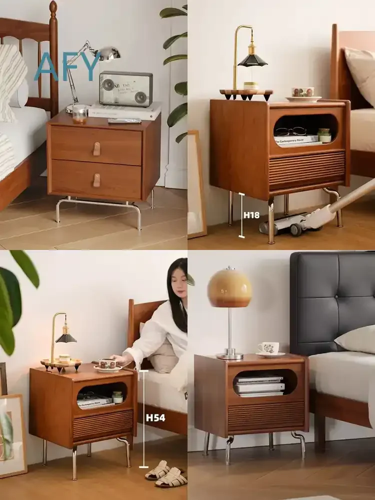 Vintage-Nachttisch für Schlafzimmer und Wohnzimmer, Massivholz-Aufbewahrungsschrank mit Schubladen, Nachttischmöbel
