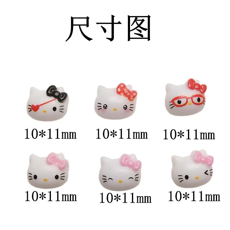 50Pcs 3D Hello Kitty Bow Nail Charms - Adorable Inspired Resin Nail Art for Kawaii Manicures