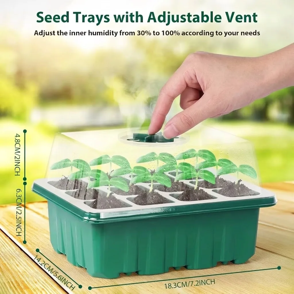 5 10 Pack Seeds Starter Tray With Ventilation Hole 12 Grids Growing Cultivation Planting Box Mini Greenhouse Plant Starter Kit