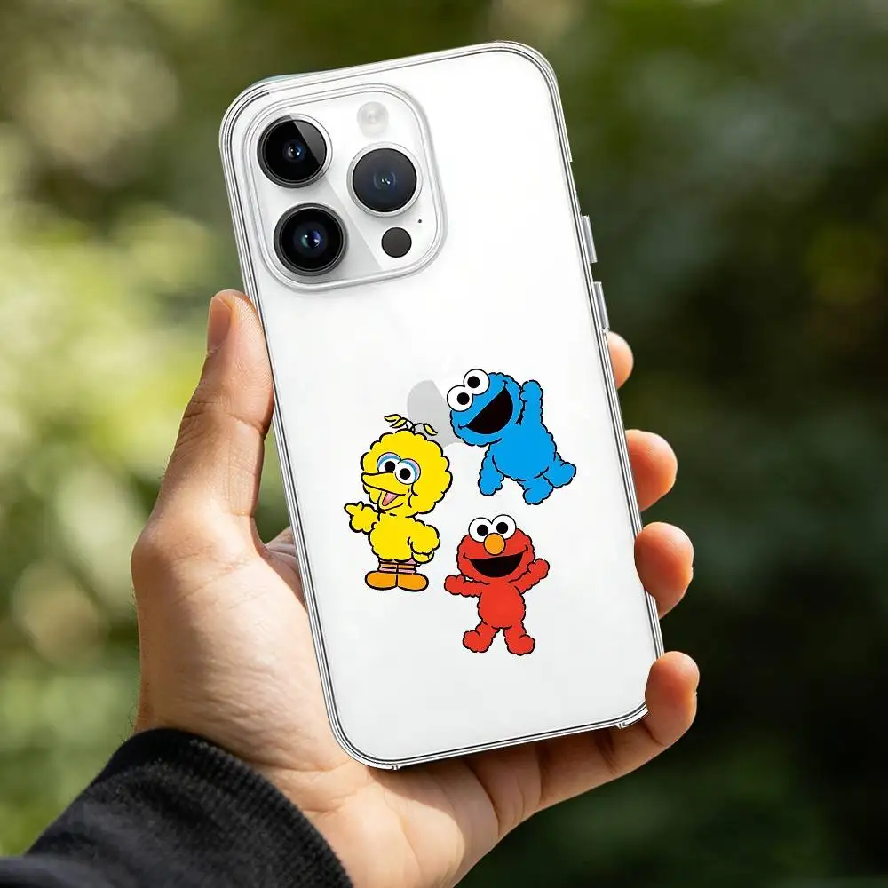 Fuuny E-ELMOS Cartoon Big Bird Phone Case Soft Transparent Case For IPhone 17 16 15 14 13 12 11 Pro Max Mini Plus Cover Case