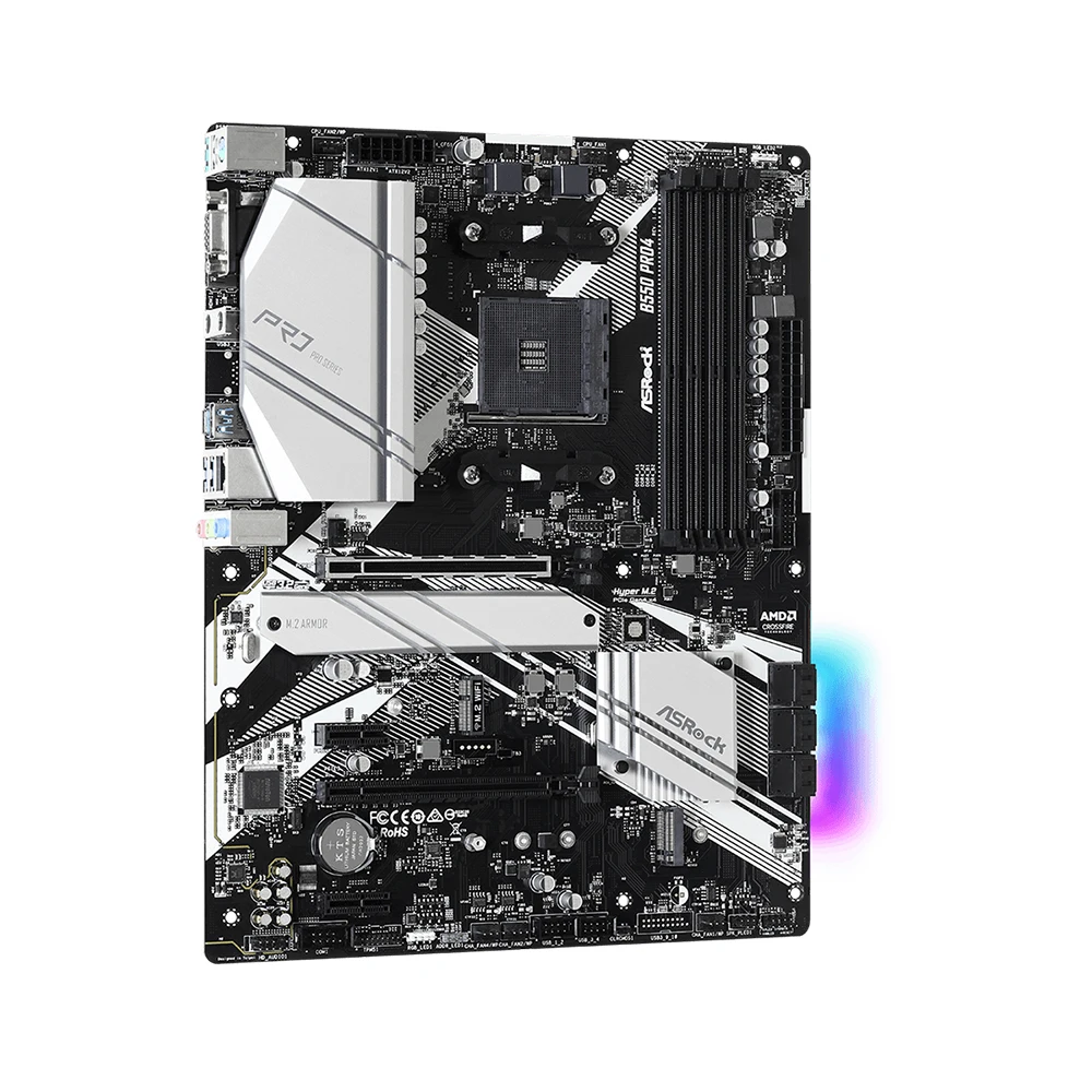 Imagem -03 - Placa-mãe com Chipconjunto Amd B550 Suporte para Soquete Amd Am4 Ryzen 5950x Ryzen 5800x3d x Ddr4 128gb Atx Asrock-b550 Pro4