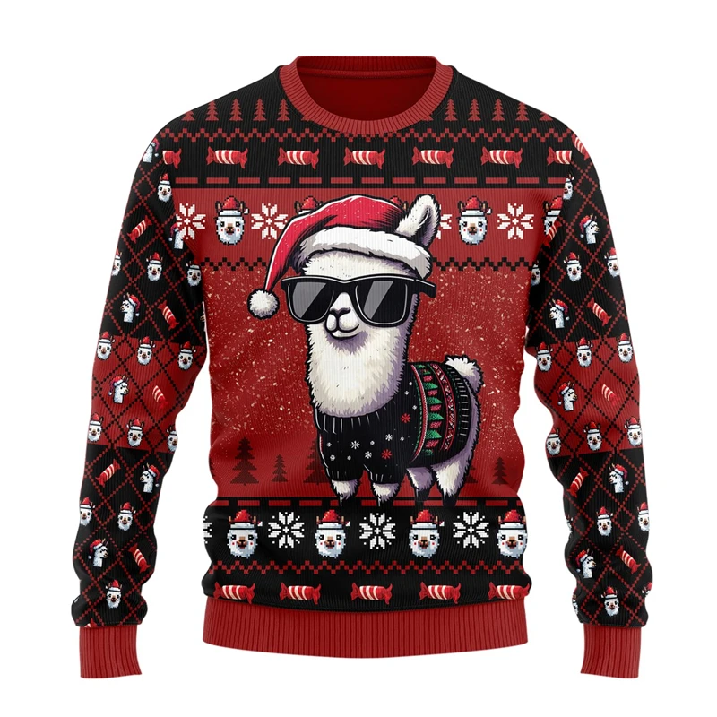 Winter Clothes for Men Ugly Christmas Sweater For Women Cute Alpaca Girls Tracksuit Holiday Casual Unisex Sweaters Pullovers