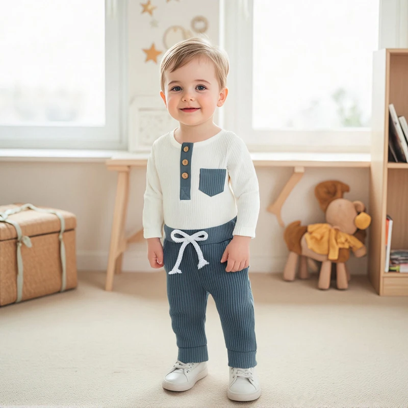 

Toddler Boy s Autumn Sets Striped Long Sleeve Hoodie Jacket Elastic Waist Pants with Drawstring 2 Pcs Outfits for Fall