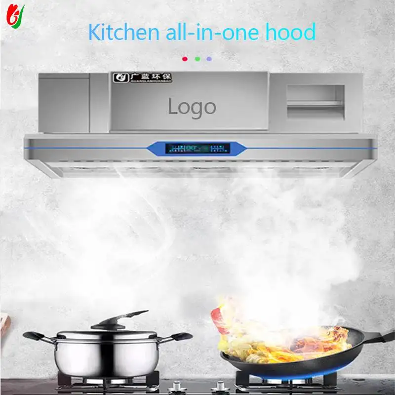 Commercial Electric Hotel Kitchen Large Ceiling Side Double Suction Smart Range Hood