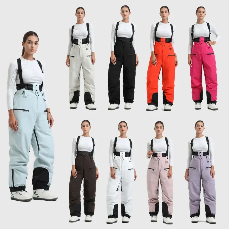 New Ski Pant Solid Snow  Women Windproof Waterproof Snow Pants Warm Breathable Thickened Winter Outdoor Snowboarding Trousers