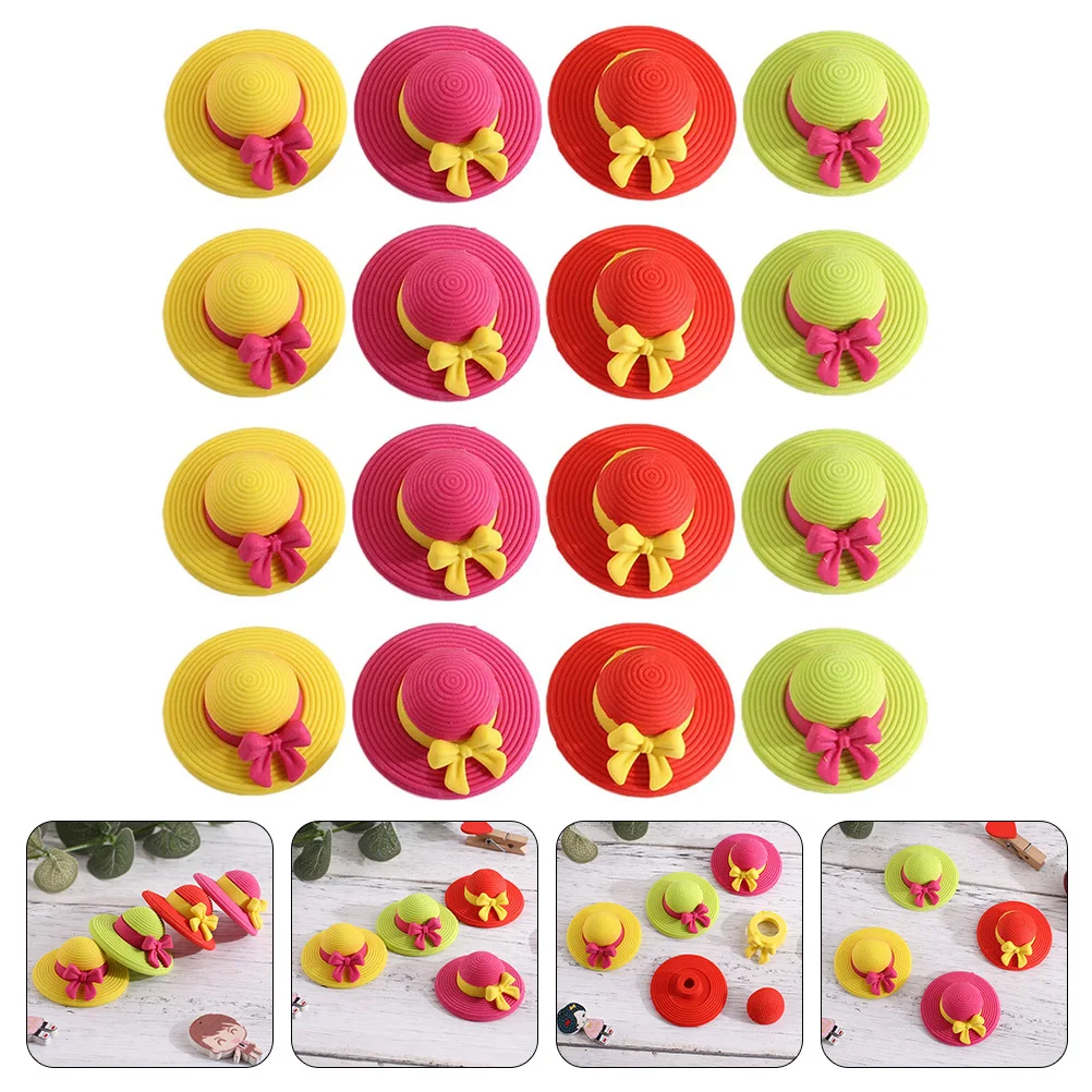 

16Pcs Cartoon Hat Erasers for Kids Safe Tpr Material Portable Pencil Erasers School Stationery for Students Students Stationery
