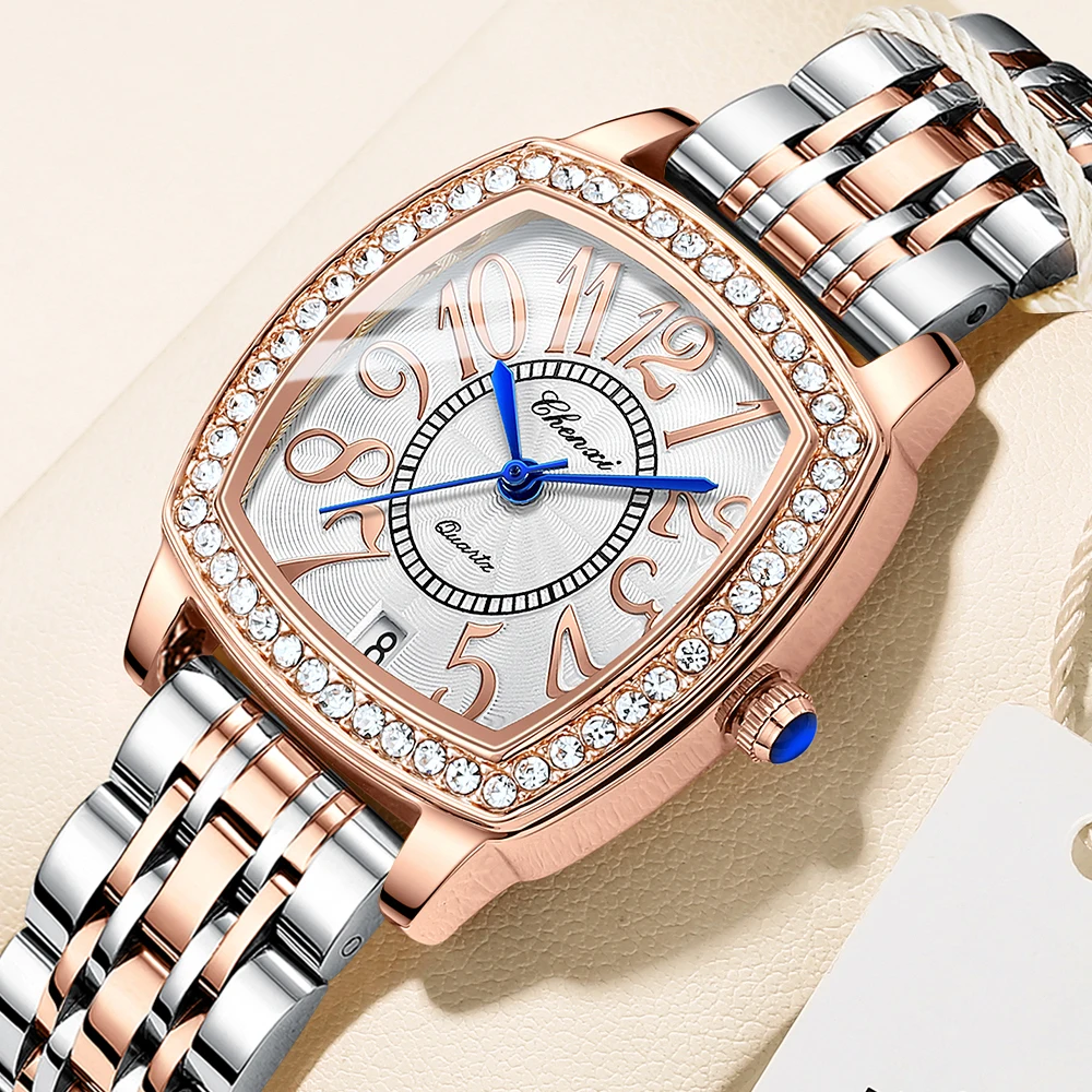 CHENXI  Fashion Ladies RoseGold Watches Top Brand Luxury Diamond Women Watch Stainless Steel Quartz Waterproof Wristwatch