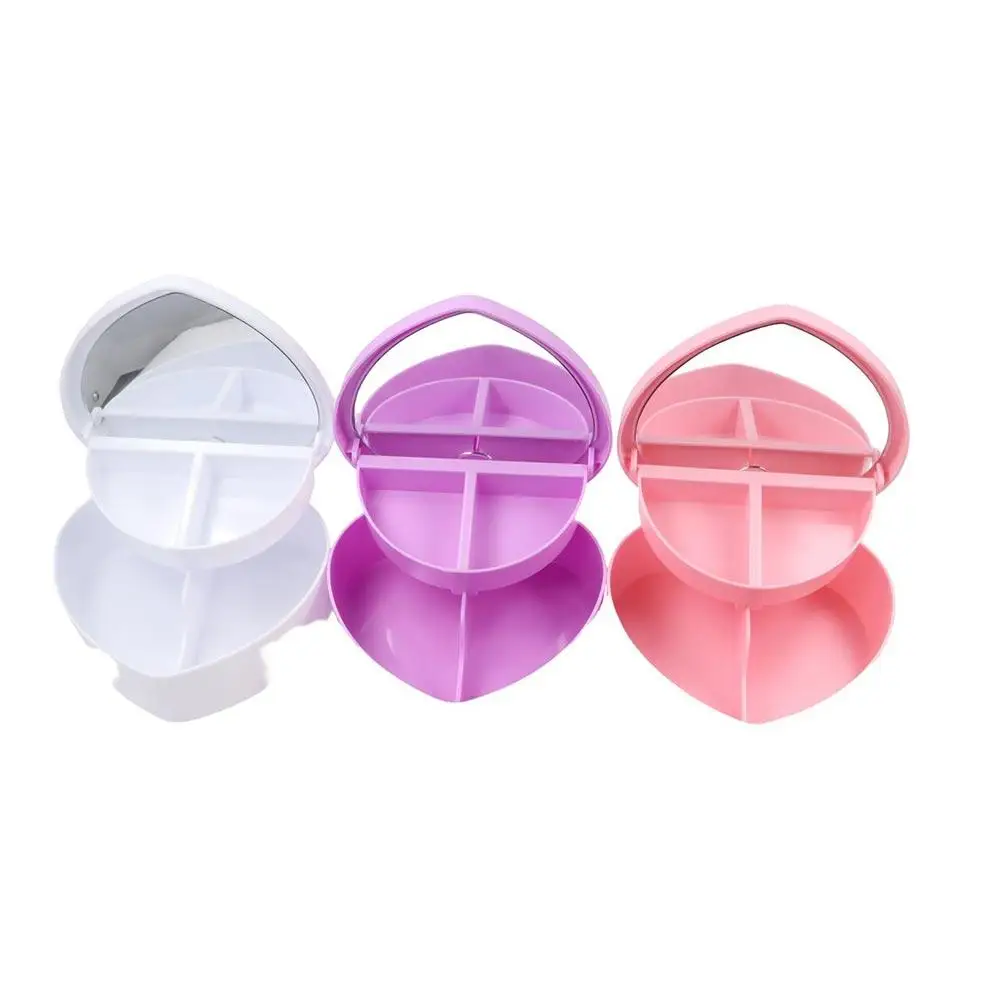 

Desktop With Mirror Make Up Sundries Container Girls Makeup Storage Box Heart-shaped Jewelry Box Desktop Cosmetic Organizer