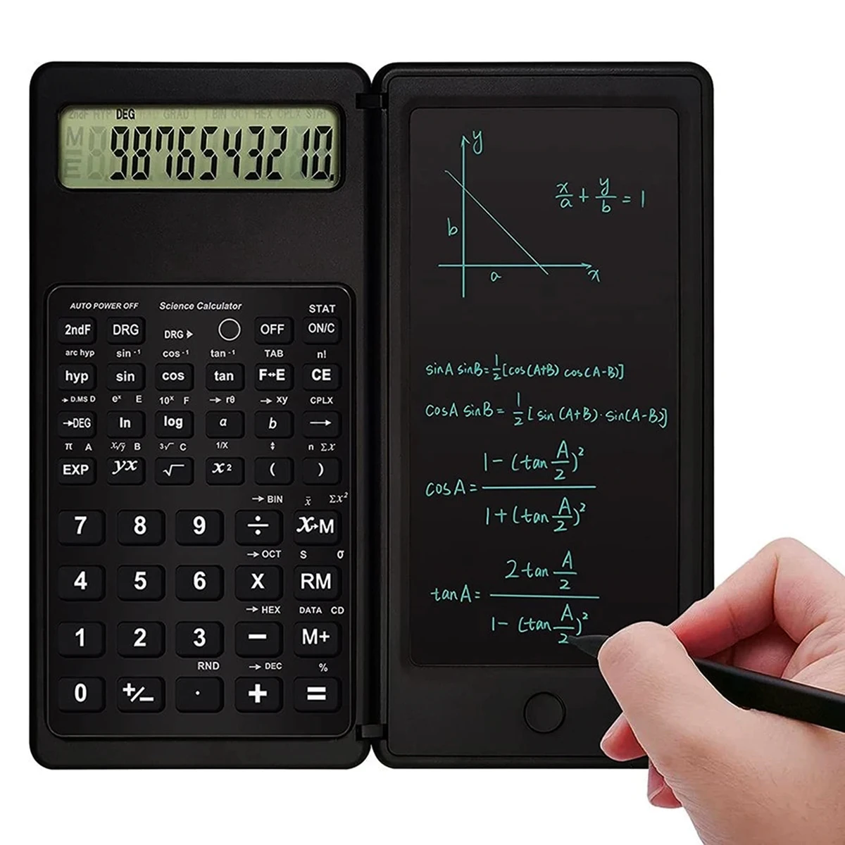 Portable Mini Foldable Scientific Calculator with LCD Writing Notepad &Stylus,Multifunction Pocket Calculator for Student Office