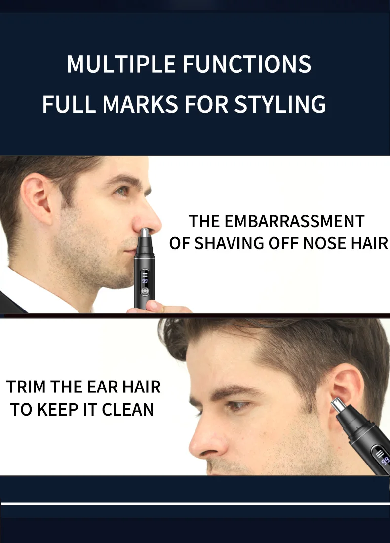 Men's Electric Nose Hair Trimmer USB Rechargeable Painless Nose Ear Eyebrow Hair Remover Portable Mini Clipper image 6