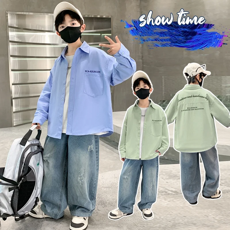 

2025 Baby Boy Long Sleeves Shirt Child Autumn Classical Jacket Boys Shirt Outdoor Wear Tween Boy Casual Fashion Coat Ages 4-14Y