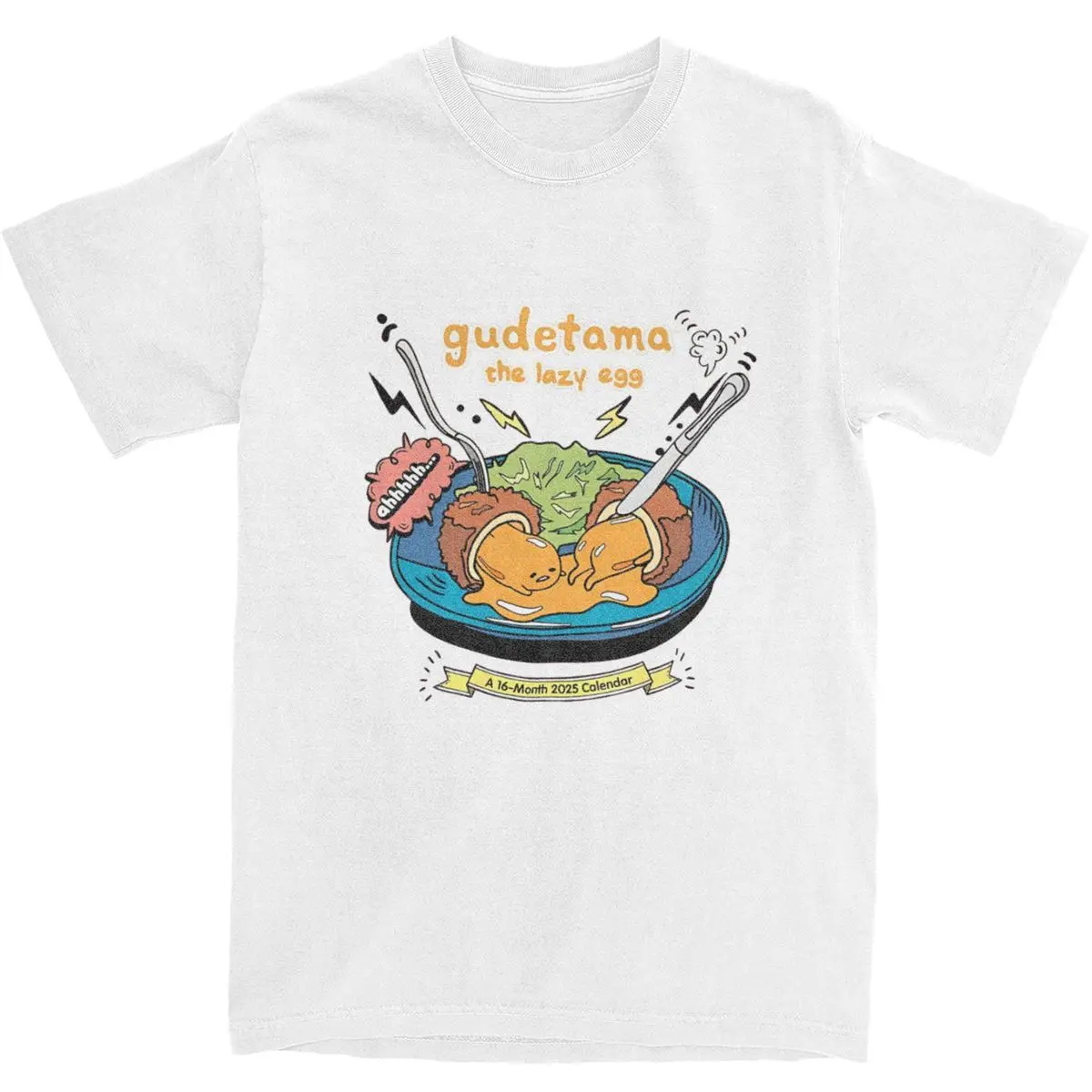 2025 Gudetama Food Anime Sanrio T-Shirt Men Y2K Fun Cotton T Shirts Summer O Neck Leisure Tees Hot Sale Oversized Tops