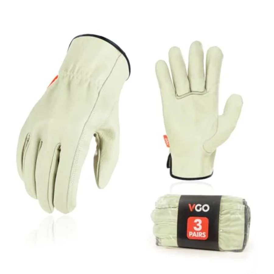 

Ulined Safety Pigskin Leather Work Gloves Men Rigger Gloves Builder Gloves Size L Light Cyan PA9501