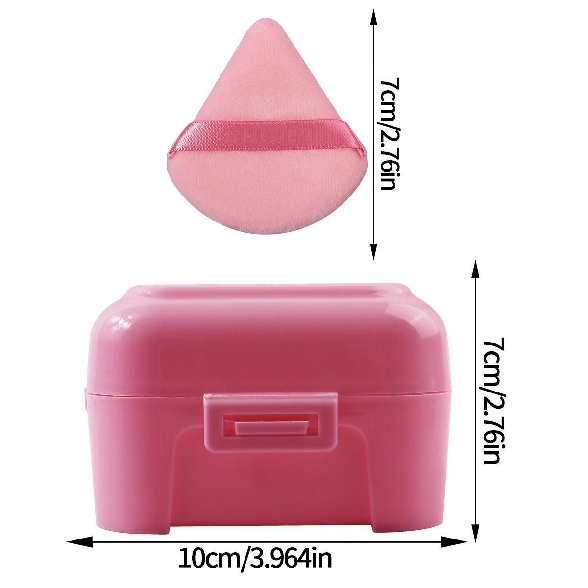 8 peças de sopro de pó triangular flocado super macio, esponja de configuração, sopro de pó, ferramenta de beleza de dupla finalidade seca e molhada + 1 peça de armazenamento bo