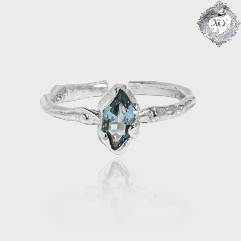 

Кольцо XCL из стерлингового серебра 925 пробы с неправильной огранкой, кольцо с ослепительно чистым цирконом, ювелирное украшение для помолвки для женщин