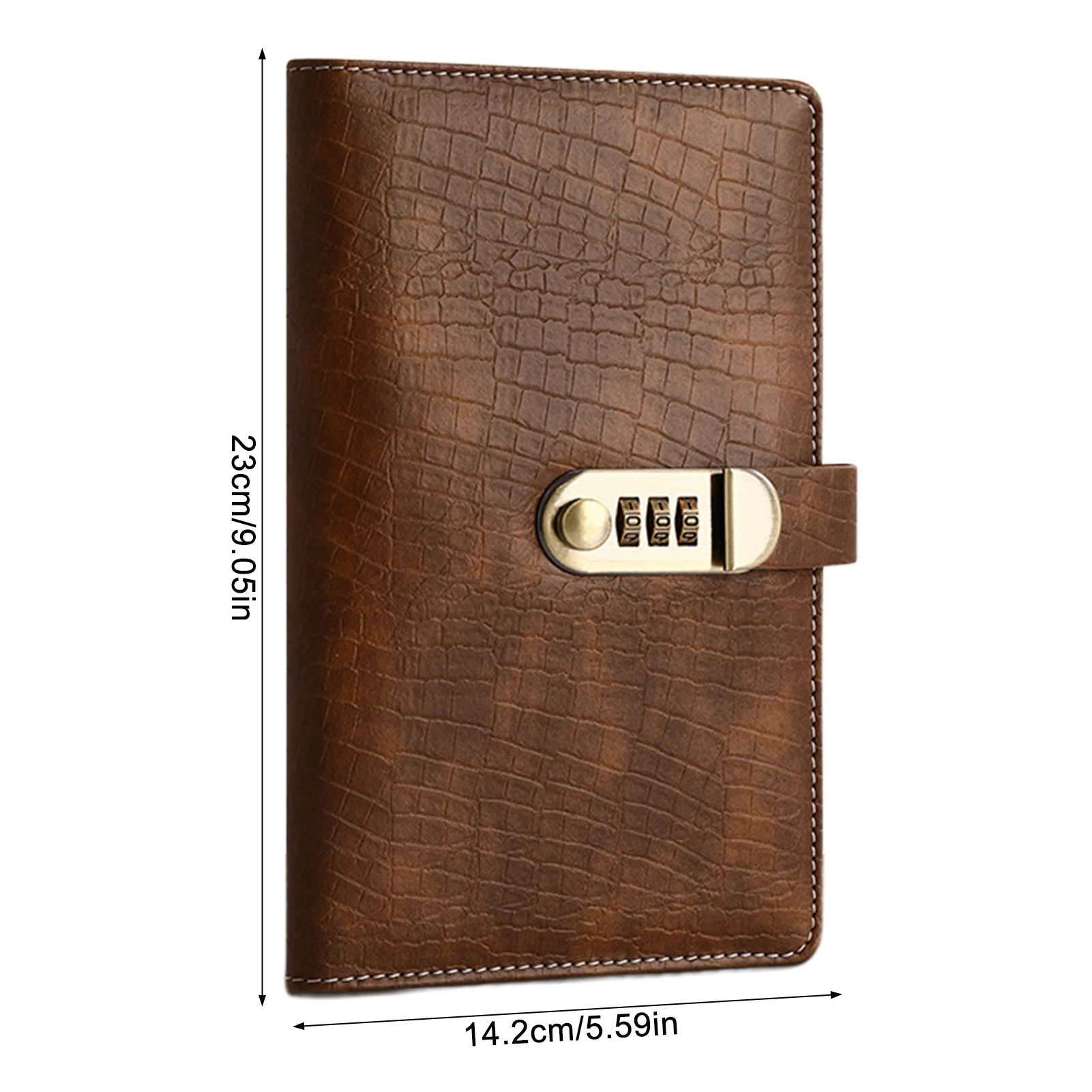 Organizer na dokumenty z zamkiem szyfrowym, wzór krokodyla, wykonany ze skóry PU.