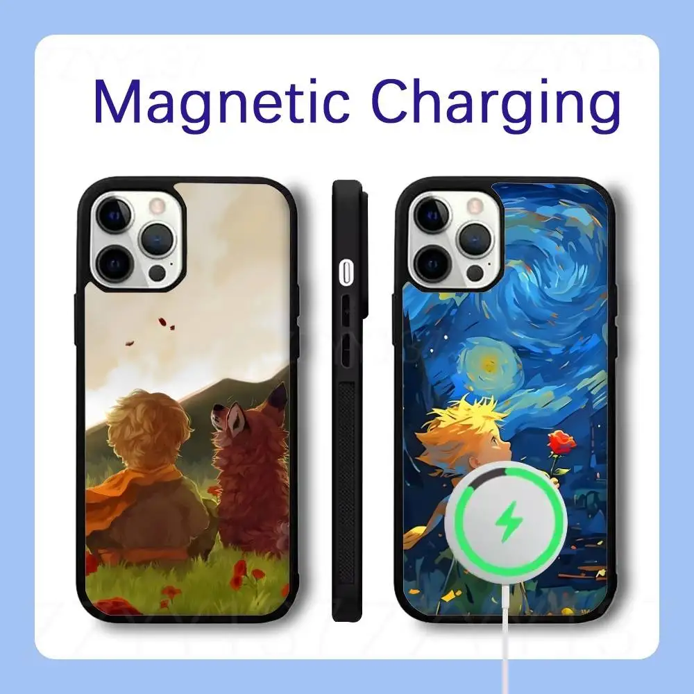 

The Little Prince Fox Roses Phone Case For iPhone 16,15,14,13,12,11,Pro,Max,Plus,Mini,SE Magsafe Magnetic Wireless Charging