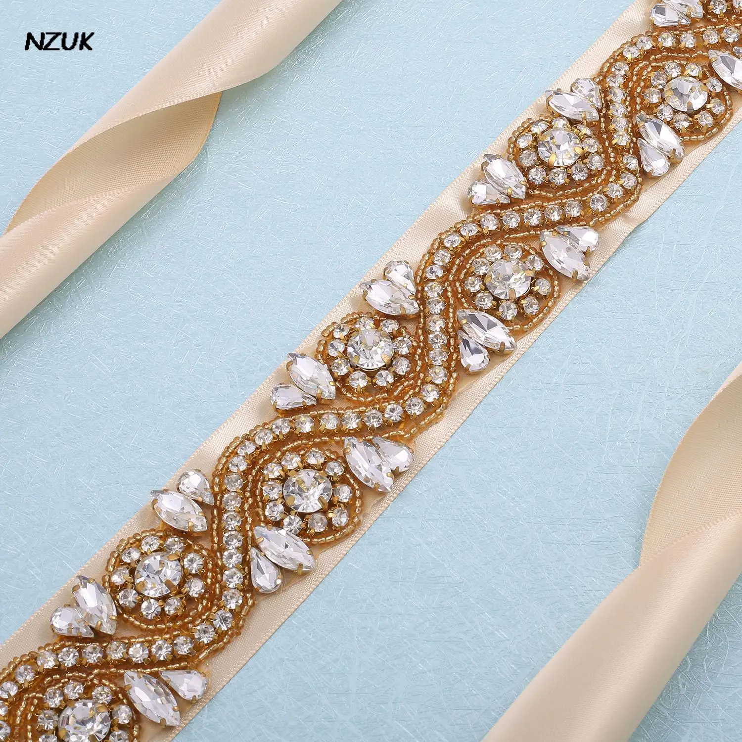 Nzuk ouro diamante cinto de noiva strass cinto de casamento cinto de novia vestido de casamento de luxo para festa de formatura vestido acessórios