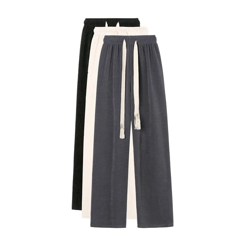 Dstring Wide Leg Pants Women's Spring Summer Thin New High Waist Loose Drapey Slimming Straight Casual Trousers