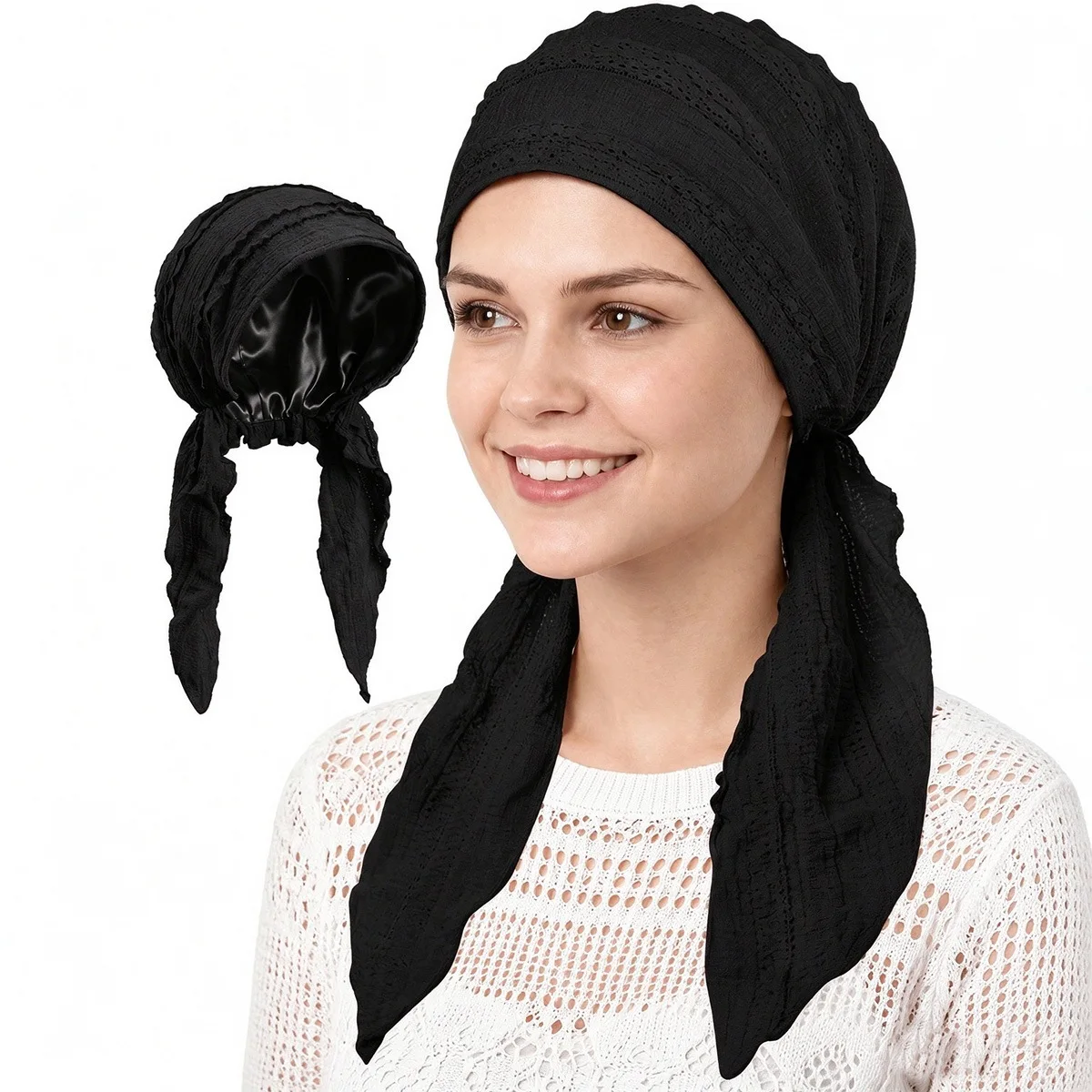 2026 New Crinkle Women's Hijab Soft Elastic Satin Lined Muslim Ladies Turban Headscarf Head Wrap for Ladies Turbante Mujer