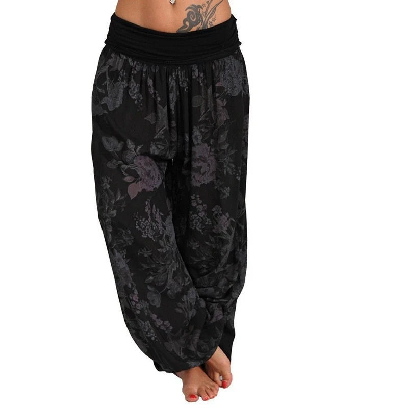 Ladies Fashion Print Wide Leg Pants Casual Pants Harlan Pants Casual Comfort Loose Pants for Ladies