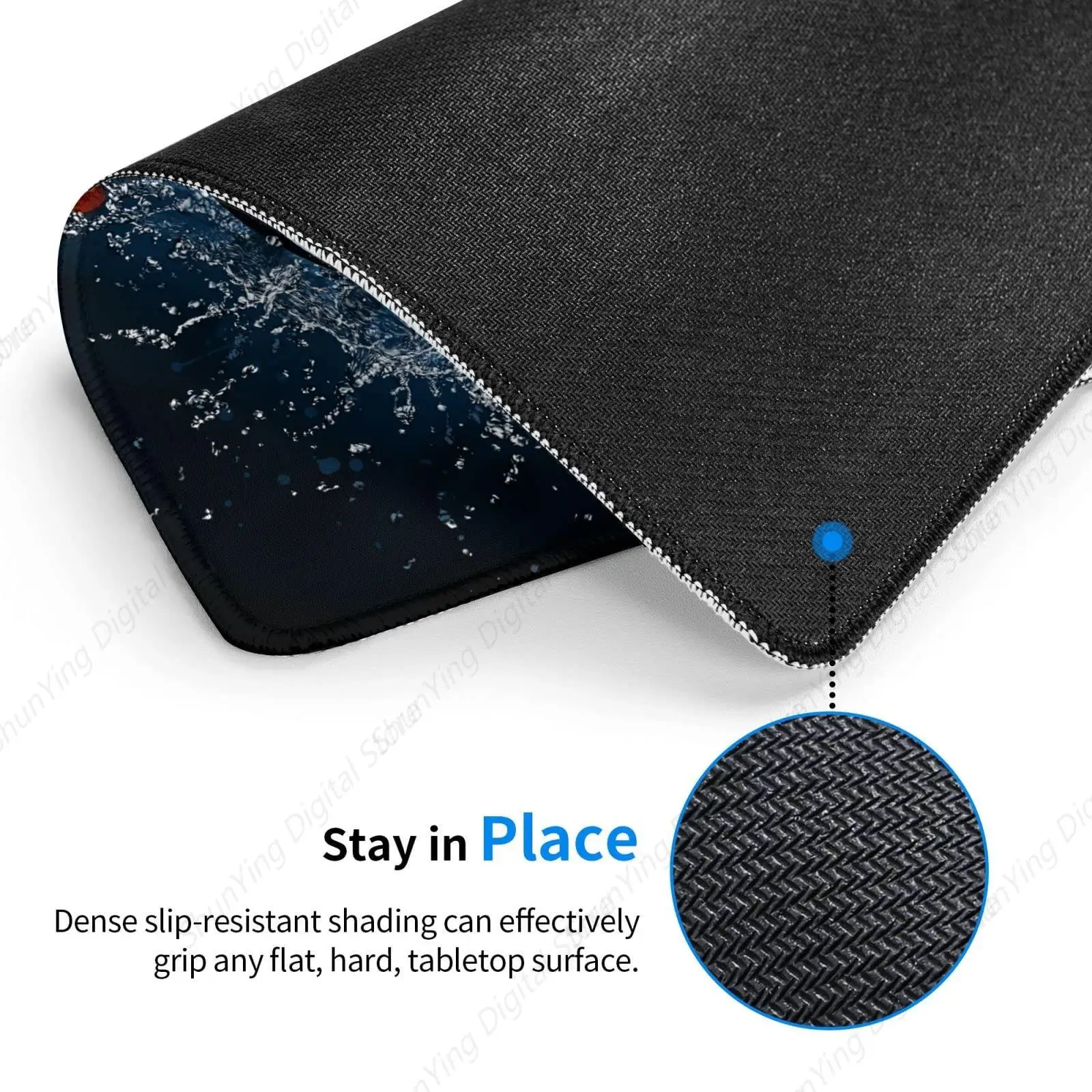 Desktop Football Printed Gaming Mouse Pad With Water Fire Pattern Square Anti Slip Rubber Base Computer Mouse Pad 8.6 X 7 Inch