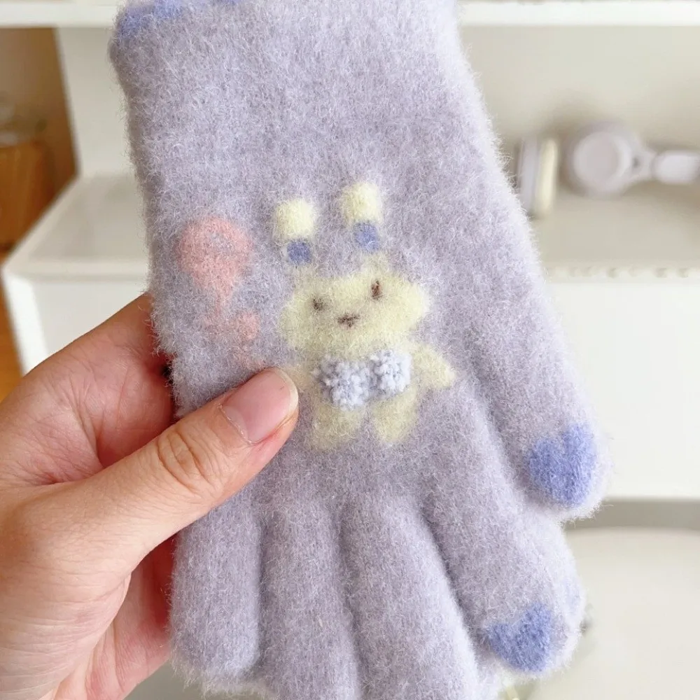 قفازات عصرية مقاومة للبرودة مقاومة للرياح، قفازات دافئة على شكل أرنب كرتوني لطيف، قفازات سميكة للأطفال