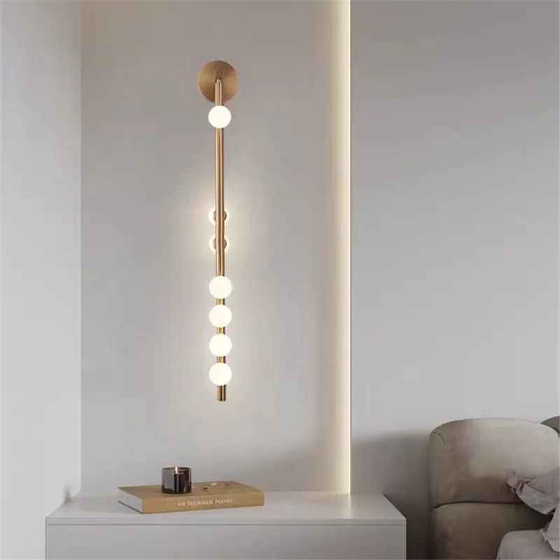 Designer frosted Glass ball Tube Wall Lamp led mirror light Villa Living Room longs trip TV Wall Background Wall entrance light