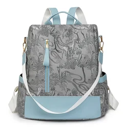 Fashion Color Blocking PU Leather Backpack Multi-function Anti Theft Design Women's backpacks Large Capacity Leisure Travel Bags