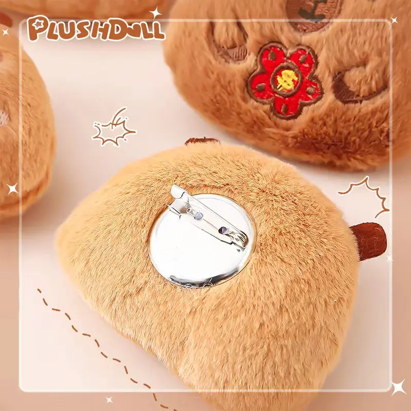 kawaii stationery Bag pin Children Birthday christmas Gift cute capybara Plush brooch Pencil case decoration