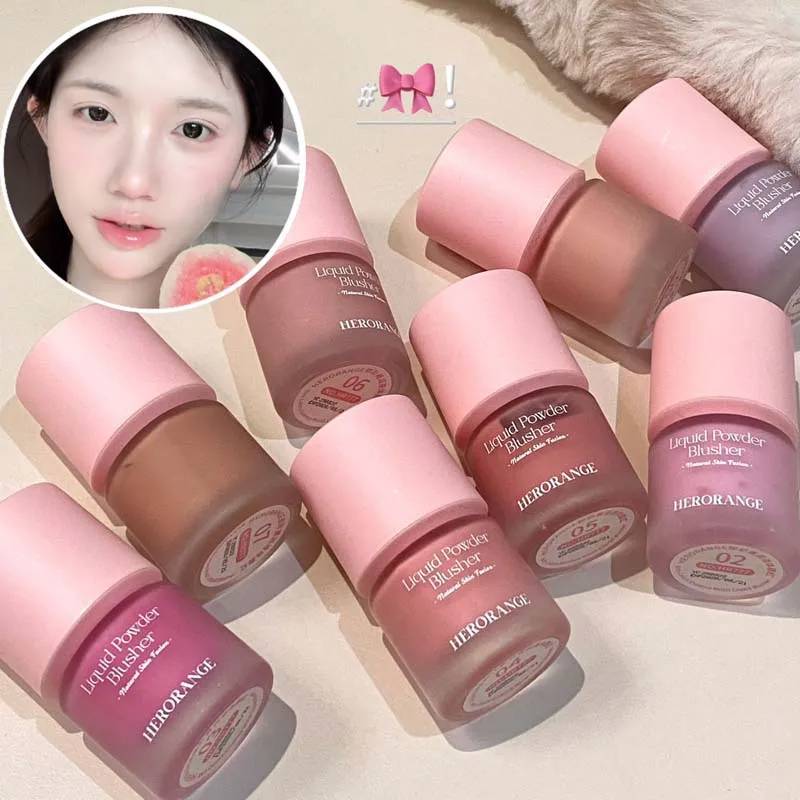 HERORANGE Matte Glow Liquid Blush Sponge Applicator Natural Flush Long Lasting Blendable Liquid Cheek Tint Daily Makeup