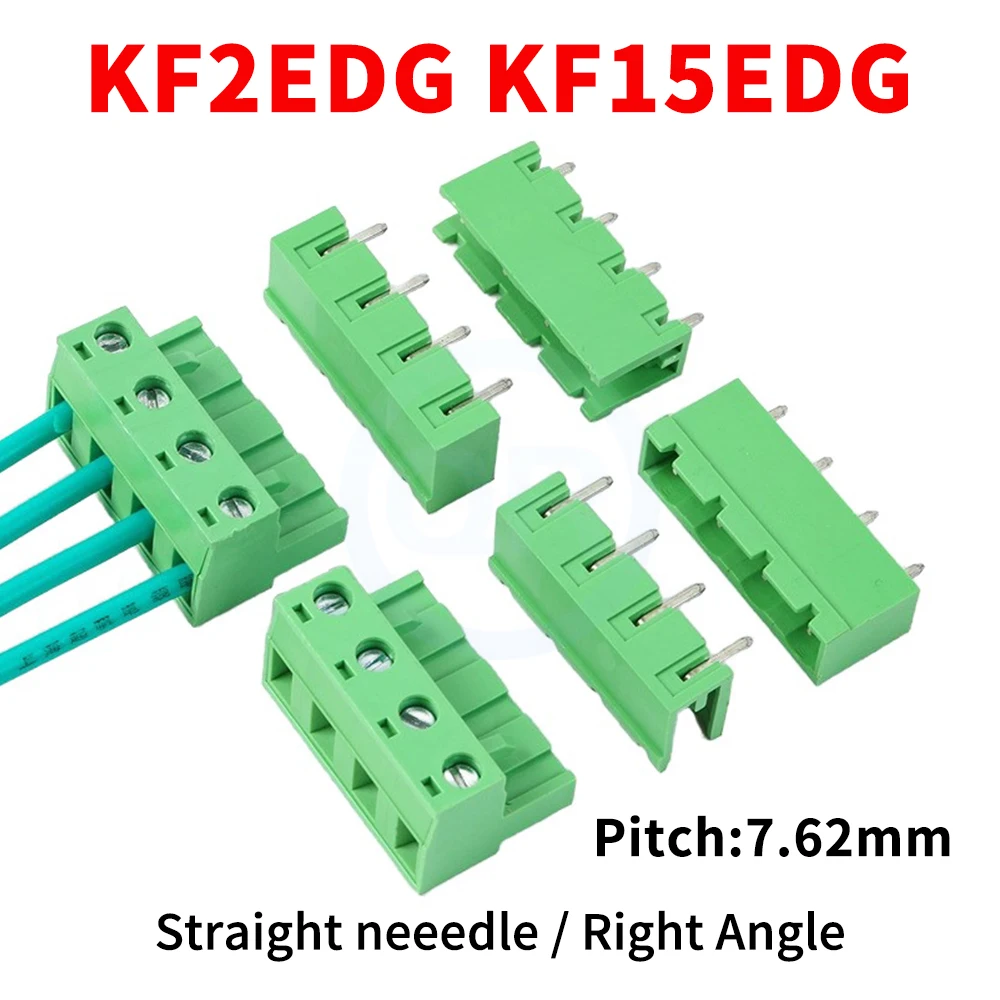 (5/10PCS) KF2EDG 15EDG 7.62mm Plug-in Terminal Block 2EDGK + 2EDGV R / 2EDGVC RC 7.62 Open Close Plug Right Angle Straight 2~12P