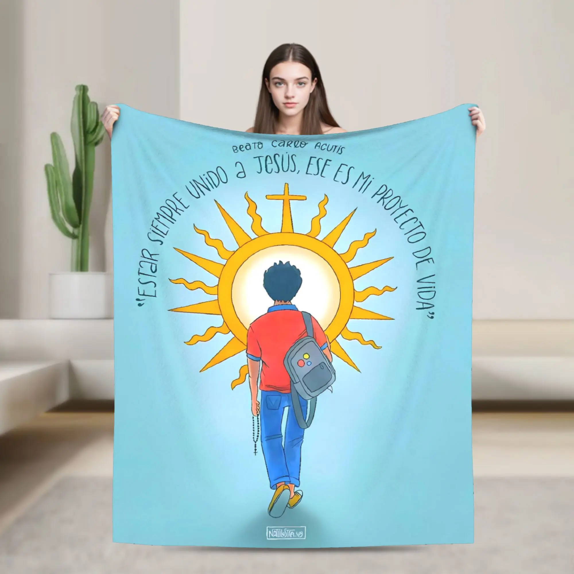 Warm Blanket Camping Saint Carlo Acutis  Throw Blanket  Flannel Bedspread For Couch Chair Sofa Bed Comfortable Sofa Bed Cover