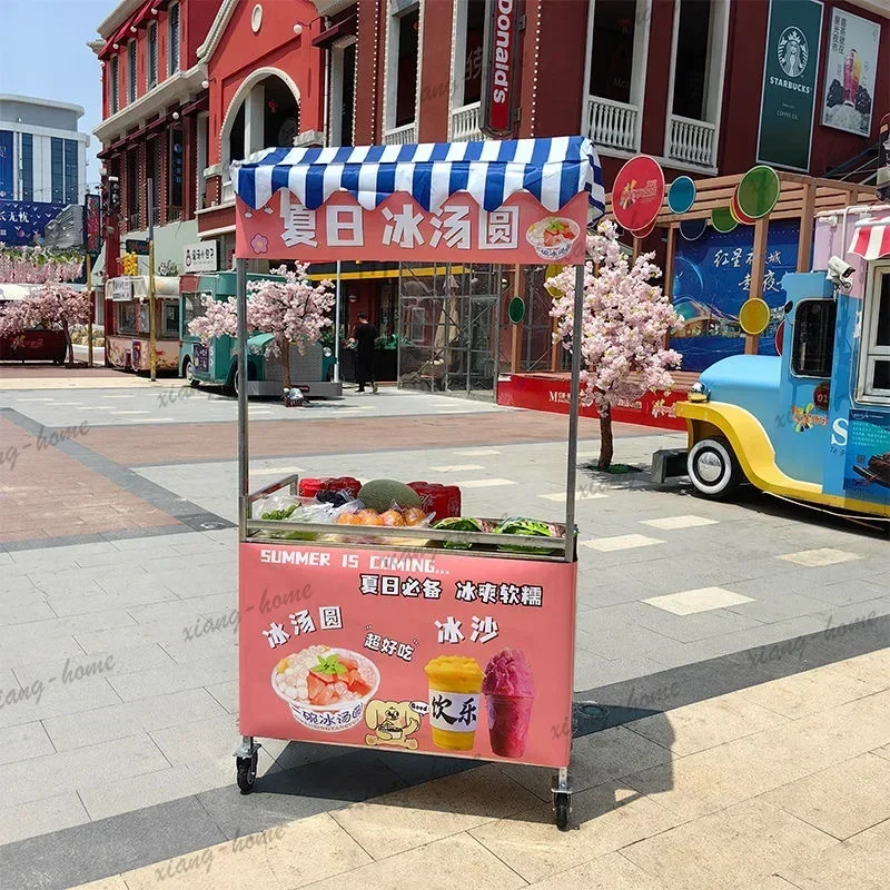 PG custom.European Iron Stall Carts Movable Night Market Outdoor Promotional Food Carts Bazaar Floats Stalls Net Red Trolley