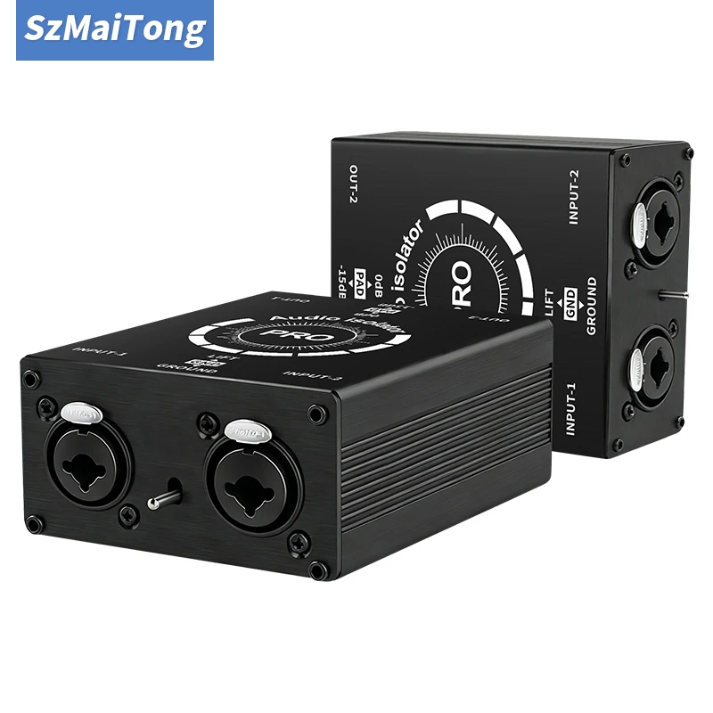 Professional Dual Channel 6.5mm XLR Audio Isolator, Noise Current Reduction Filter for Stage Mixer & Home Theater System