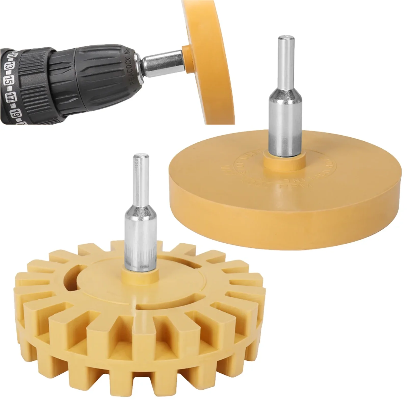 Car Eraser Wheel Adhesive Remover Rubber Wheel, Smooth Power Drill Adapter, Paint Repair Rubber Vinyl Decals Removal Tool