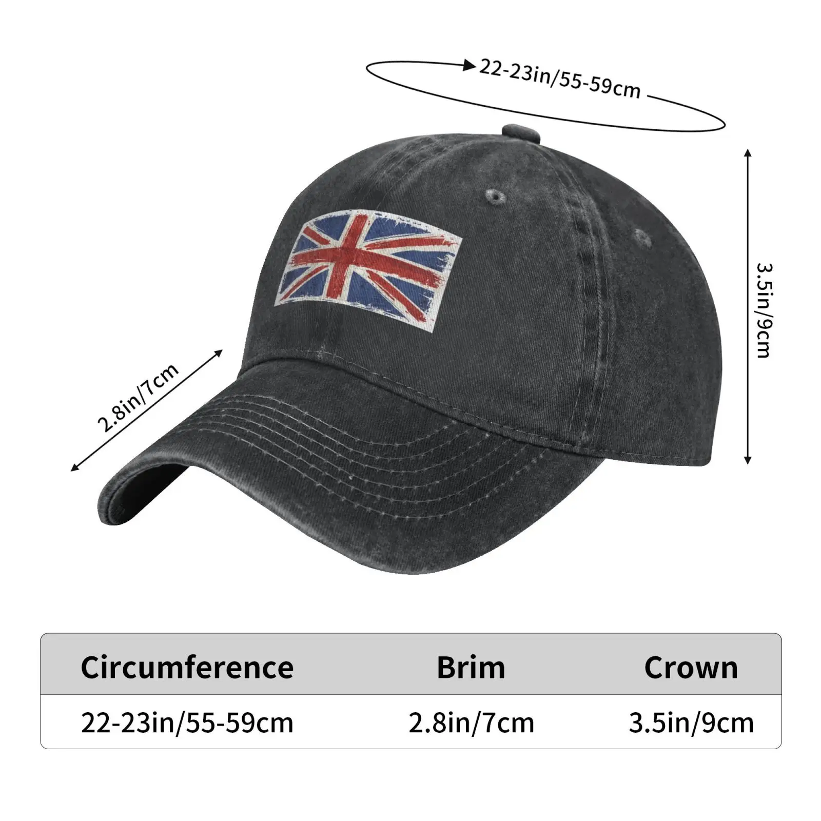 UK National Flag Country Snapback Cap Denim Cap Adult Unisex Four Seasons Hats for Women Cap for Men Hats One Size