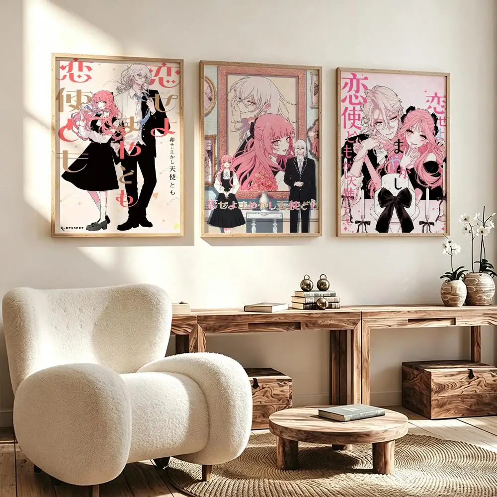 comic Fall in Love, You False Angels Poster Poster HD Waterproof Self Adhesive Wall Art Print Decor for Bedroom Living Room Gift