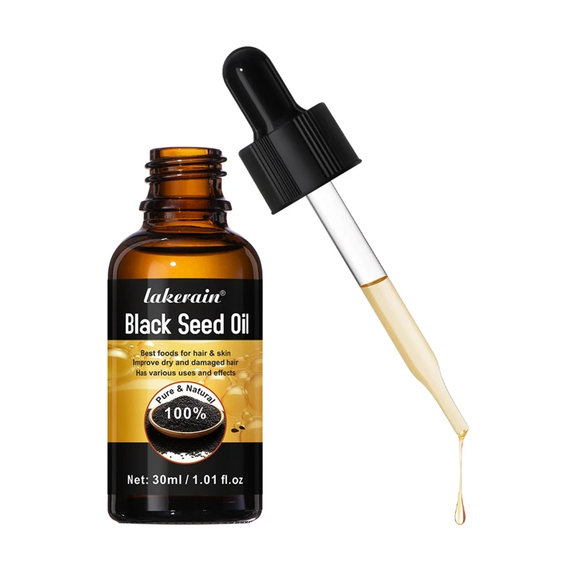 Uma garrafa óleo semente preta 30ml solução reparadora pele para mulheres meninas