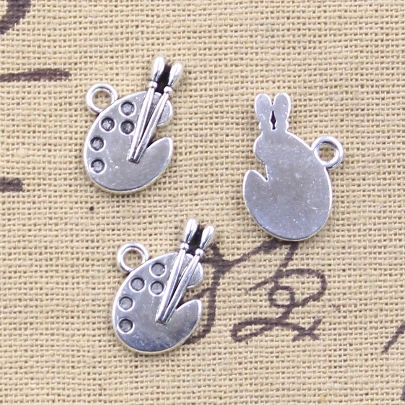 20pcs Charms Watercolor Drawing Plate 19x14mm Antique Silver Color Pendants DIYMaking Findings Handmade Tibetan Jewelry