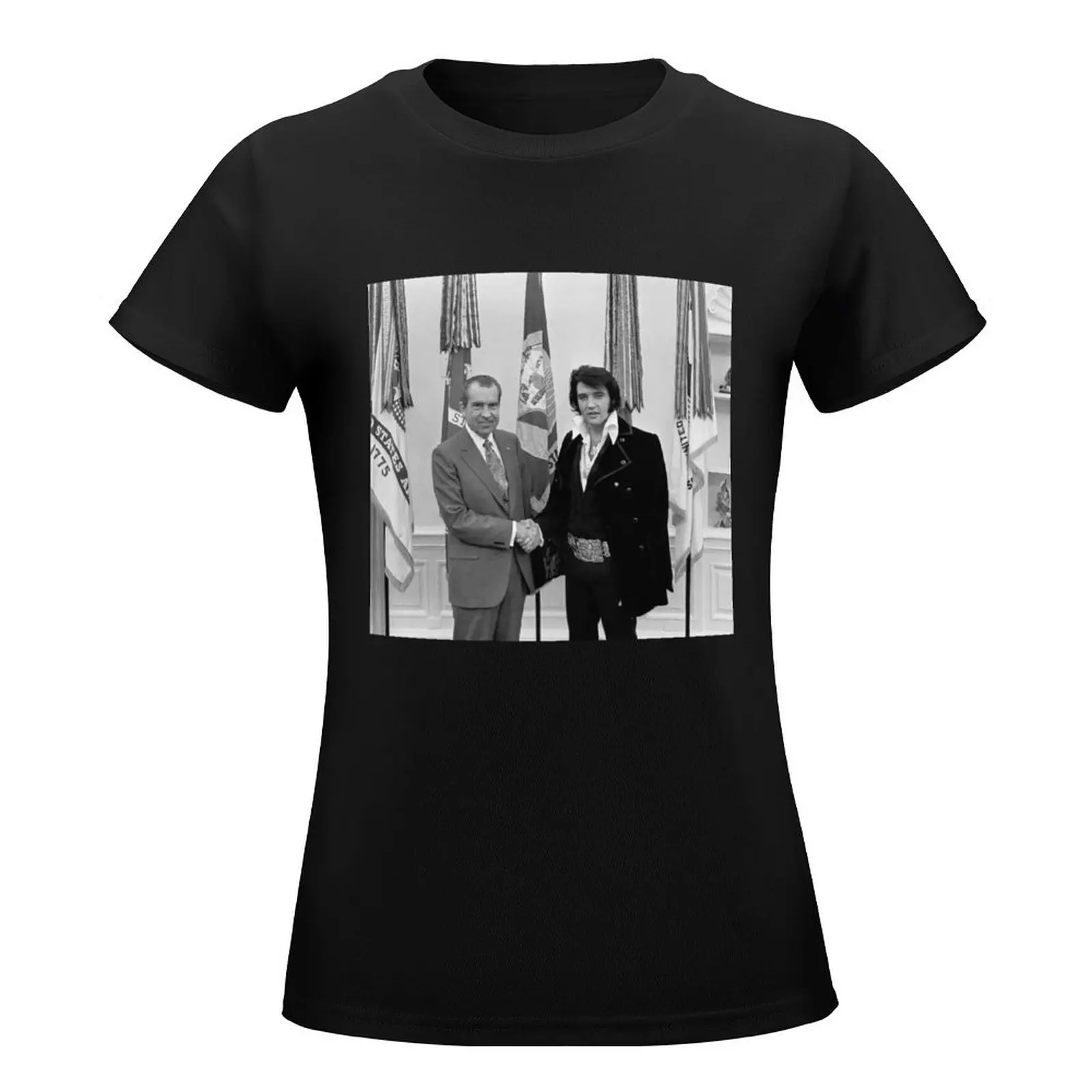 Nixon en beroemde Rockstar Shake Hands T-shirt douane ontwerp je eigen kawaii kleding plus size tees Dameskleding