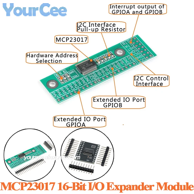 5pcs/1pc MCP23017 16bit Serial I/O Expansion Board TCA9555 PCF8574T PCA9555 Converter Module IIC I2C to GIPO for Arduino